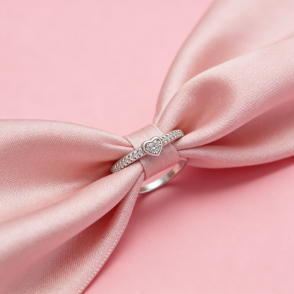 Tiny Heart Pavé Ring