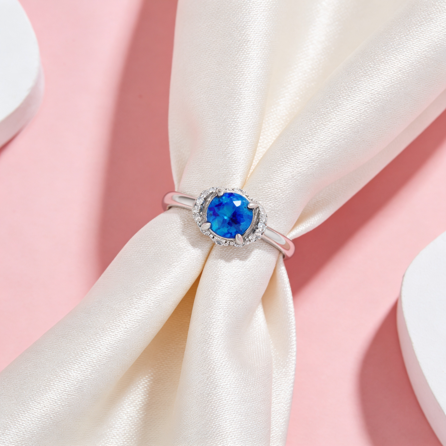 Blue Opal Solitaire Ring