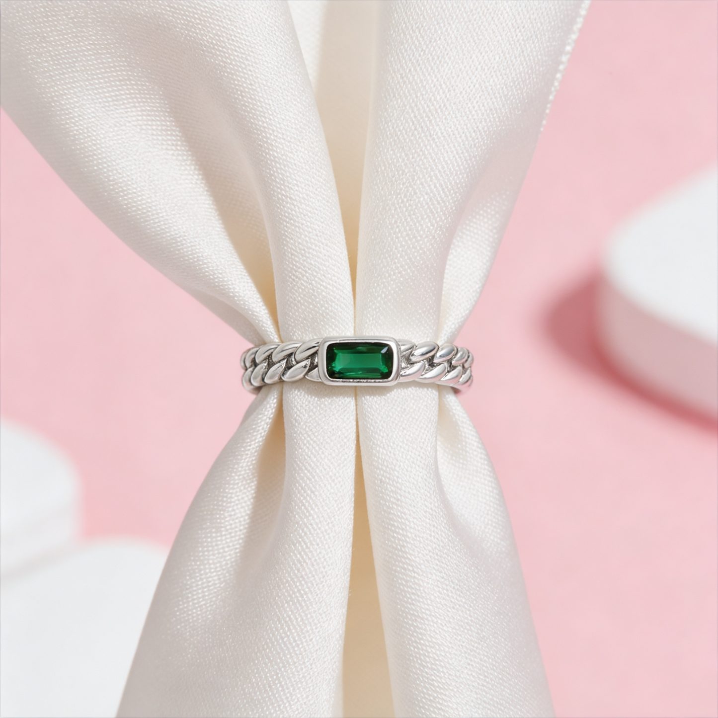 Emerald Twist Adjustable Ring