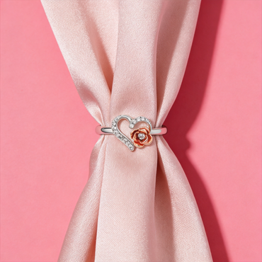 Rose Heart Charm Ring