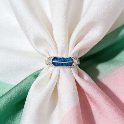 Blue Opal Inlay Designer Ring