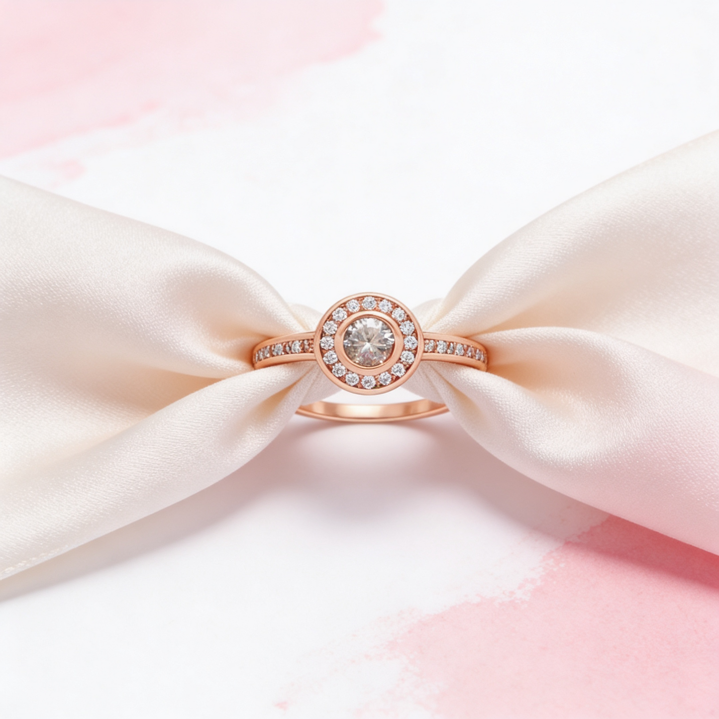 Radiant Halo rose silver Ring