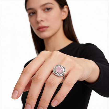 Blush Pink Halo Statement Ring