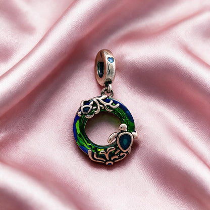 Elegant Blue &amp; Green Enamel Circle Charm