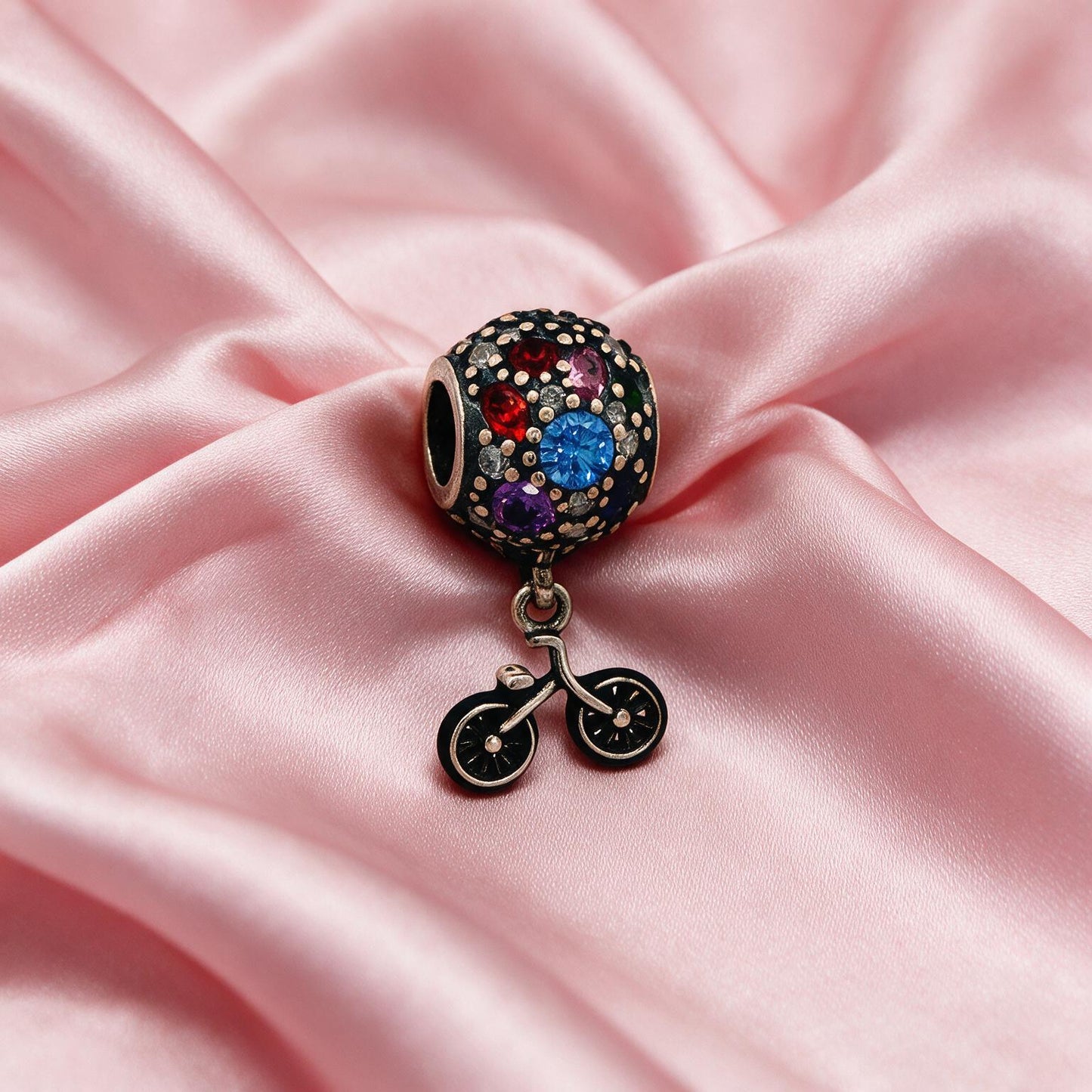Multicolor Gemstone &amp; Bicycle Charm