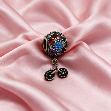 Multicolor Gemstone &amp; Bicycle Charm