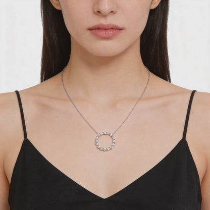 Radiant Diamond Circle Pendant Necklace