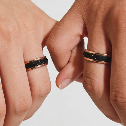 Rose Gold & Black Classic Couple Rings 925 silver