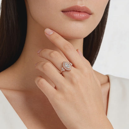 Marquise Halo Elegance Ring