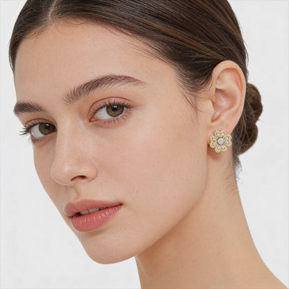 Golden Blossom Diamond Studs