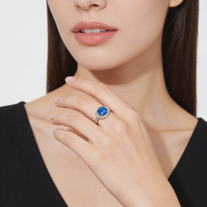 Blue Opal Solitaire Ring