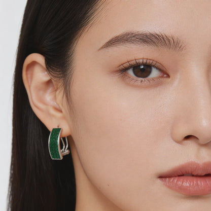 Emerald Grid Hoops