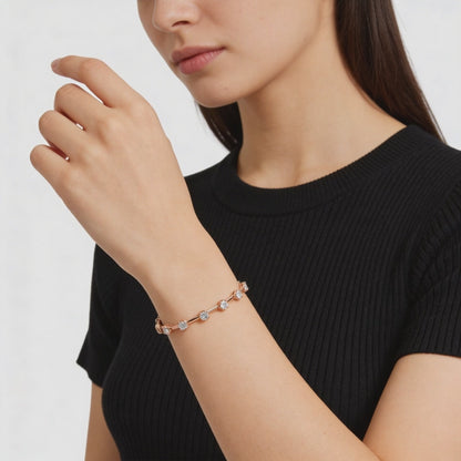 Rose silver diamond bracelet close-up