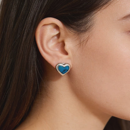 Azure Heart Stone Stud Earrings