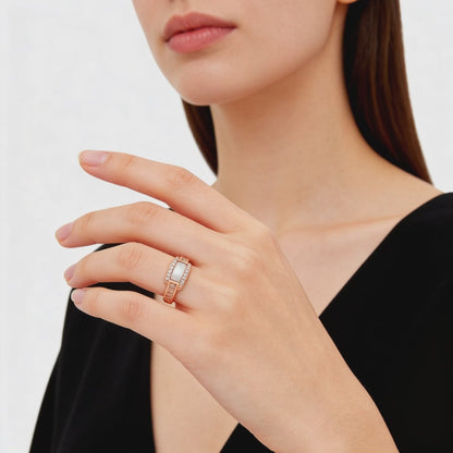 Aurora Rose silver  Bar Ring