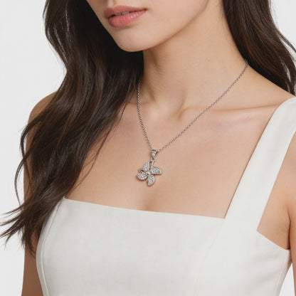Twinkling Petal Diamond Pendant Necklace