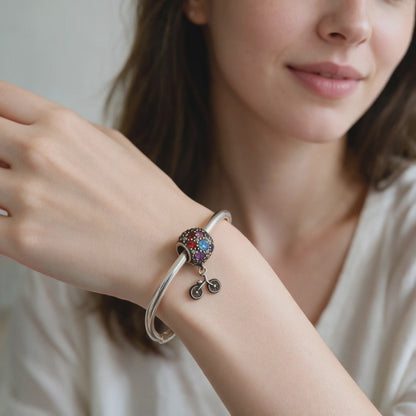 Multicolor Gemstone &amp; Bicycle Charm