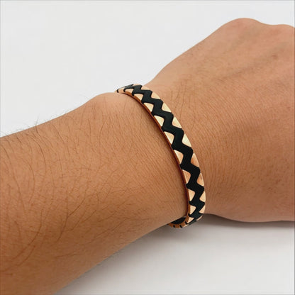 Obsidian Wave rose silver  Men’s Bracelet