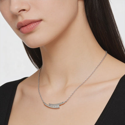 Sleek Curve Diamond Bar Necklace