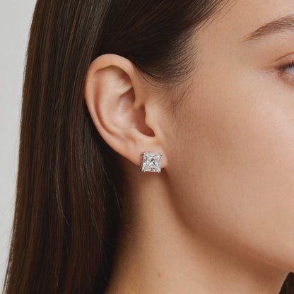Princess Cut Solitaire Stud Earrings