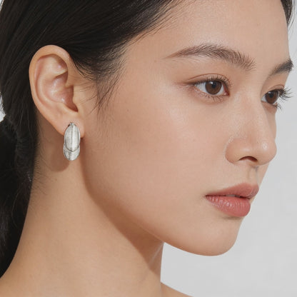 Sculpted Silver Dome Stud Earrings