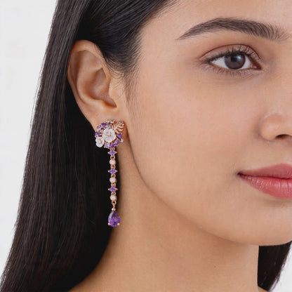 Amethyst Blossom Drop Earrings