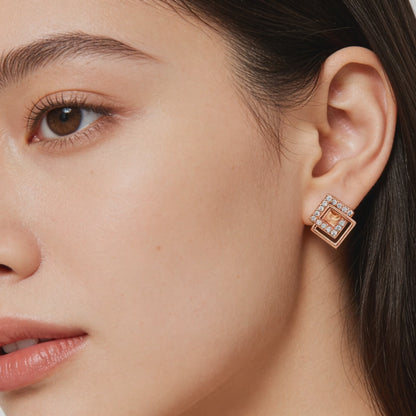 Rosé Geometric Glow Studs