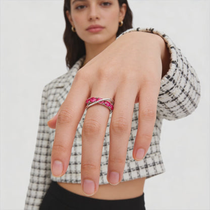 : Crimson Curve Adjustable Ring