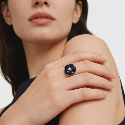 Noir Sapphire Blossom Ring