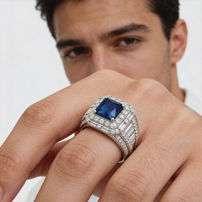 Royal Sapphire Halo Ring