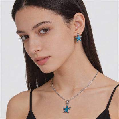 Ocean Starfish Charm Necklace Set