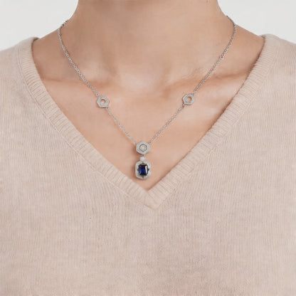 Royal Sapphire Hexa Drop Necklace