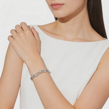 elegant silver diamond bangle