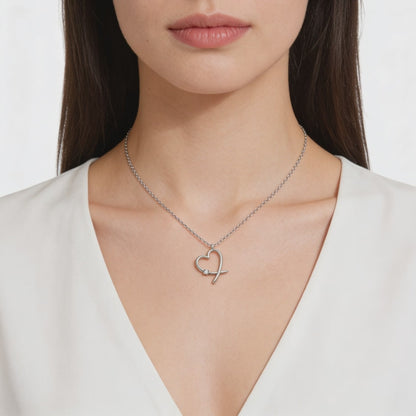 Minimal Diamond Heart Pendant Necklace