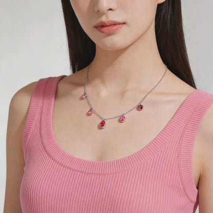 Ruby Drop Charm Necklace