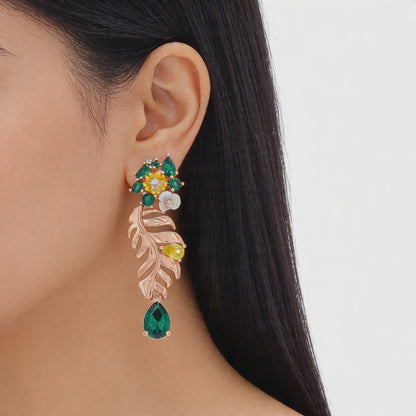Emerald Bloom Vine Earrings