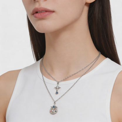 Celestial Star & Moon Layered Necklace