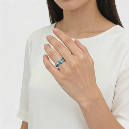 Delicate silver and turquoise ring