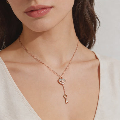 Royal Heart Key Pendant Necklace