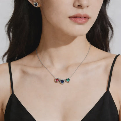 Trinity Heart Gem Necklace Set