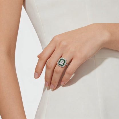 Emerald Halo Royale Ring