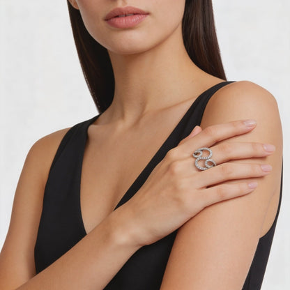 Elegant diamond-encrusted silvar  ring
