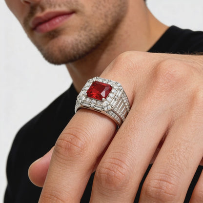 Royal Crimson Diamond Statement Ring