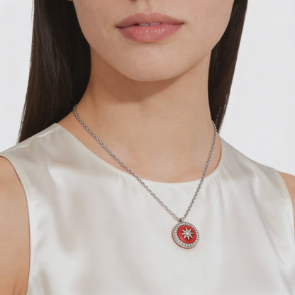 Radiant Red Compass Charm Necklace