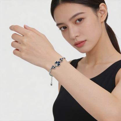 Elegant Sapphire Clover Bracelet