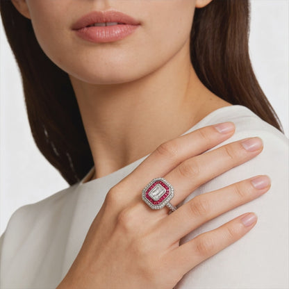 Ruby Radiance Halo Ring