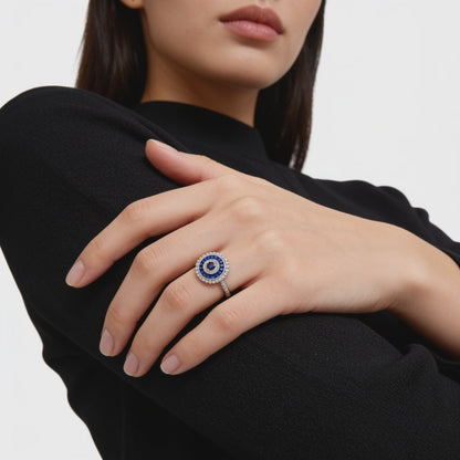 Royal Blue Halo Circle Ring