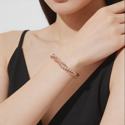 Rose silver  Twisted Crystal Bracelet