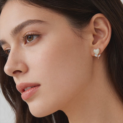 Golden Heart Bloom Stud Earrings