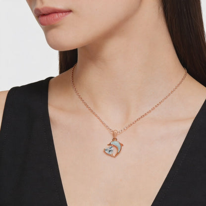 Graceful Dolphin Heart Pendant Necklace